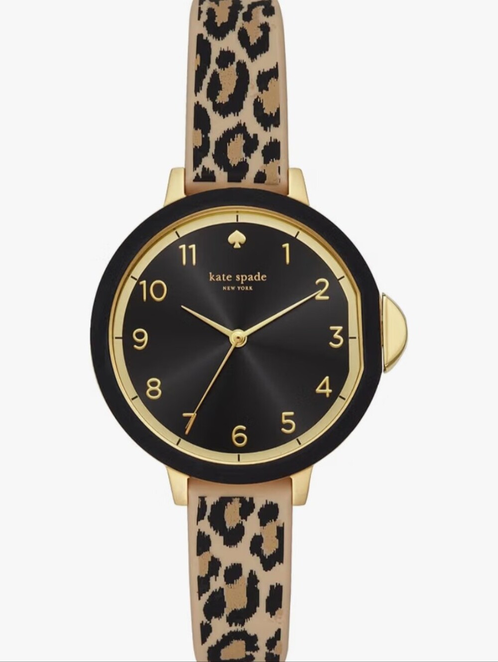 kate spade Black Dial Leopard-Print Leather Strap Watch